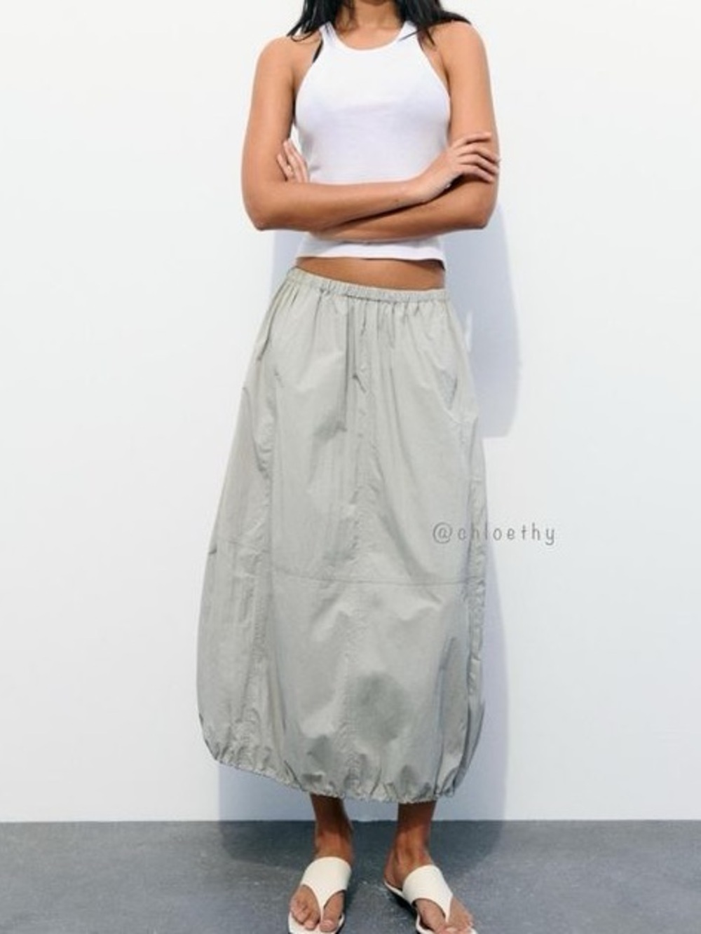 ZARA Nylon midi skirt